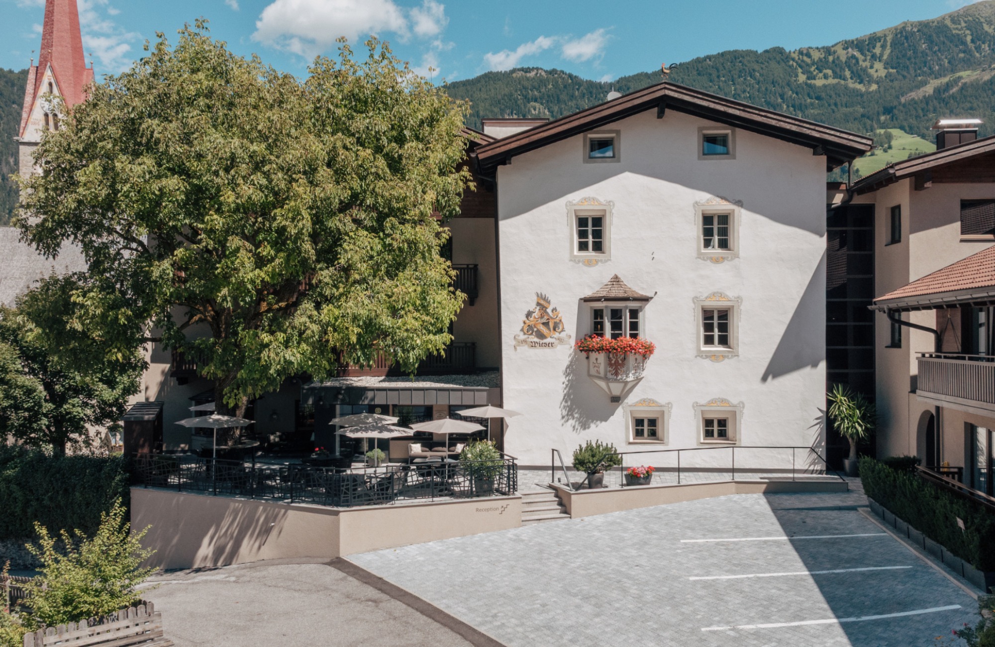 Das Hotel Wieser aus der Vogelperspektive